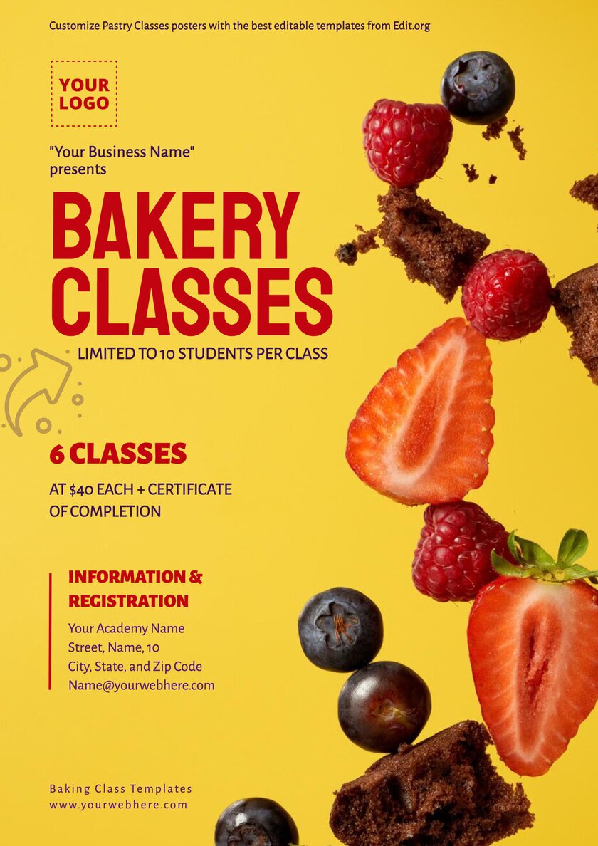 Printable Pastry course ad poster to edit online
