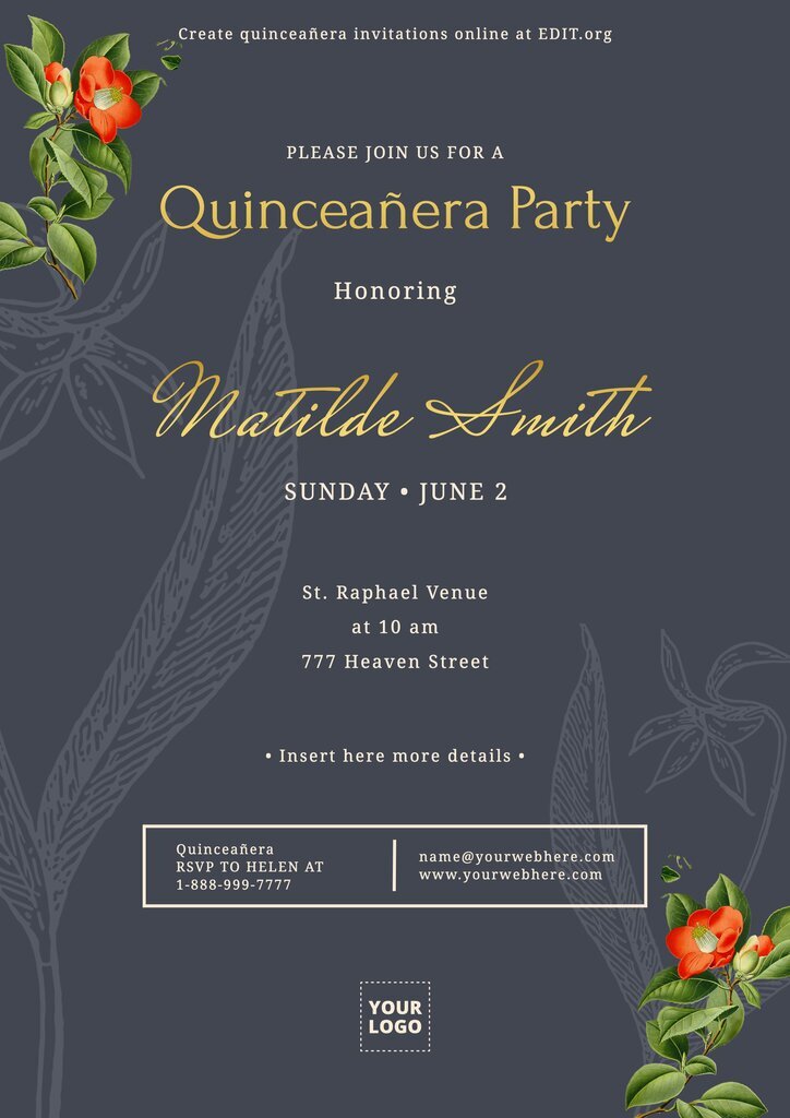 Customizable quinceanera invitation cards
