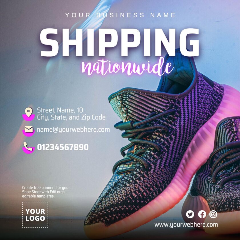Editable sport shoes banner design to customize online