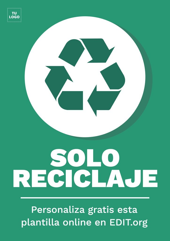 Letrero editable online para crear carteles de Reciclaje