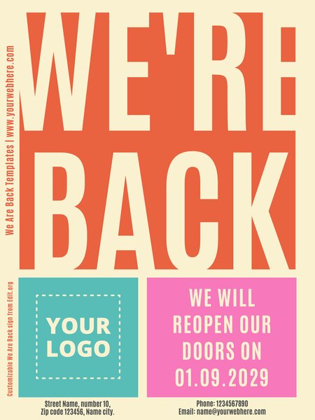 Free Printable We Are Back Signs