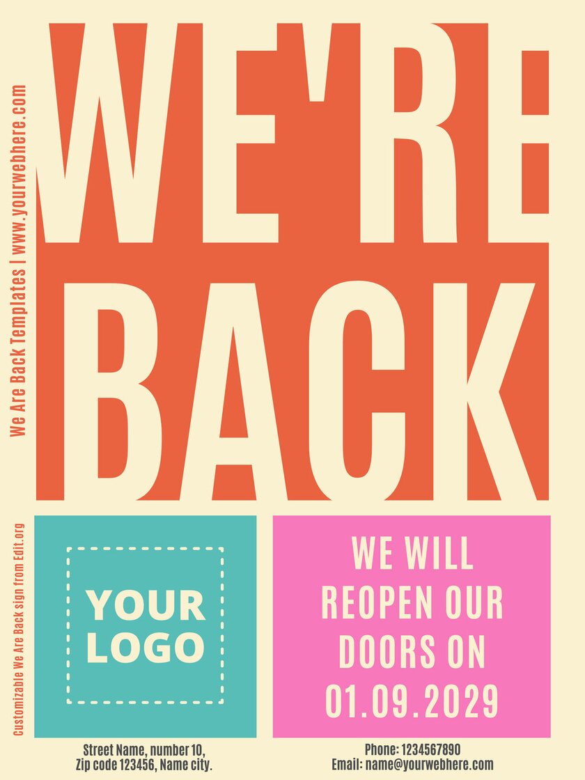 Customizable we are back in business poster