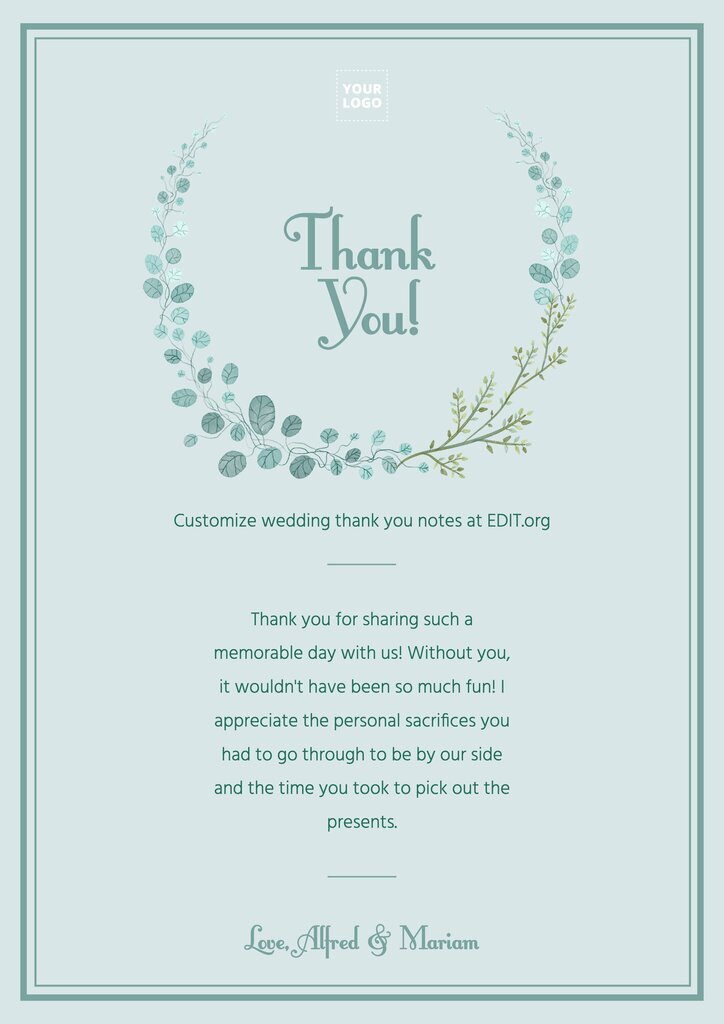 Templates with thank you for attending wedding notes