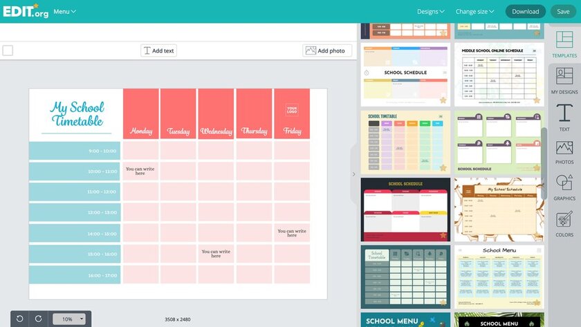 Graphic design templates to create weekly planners