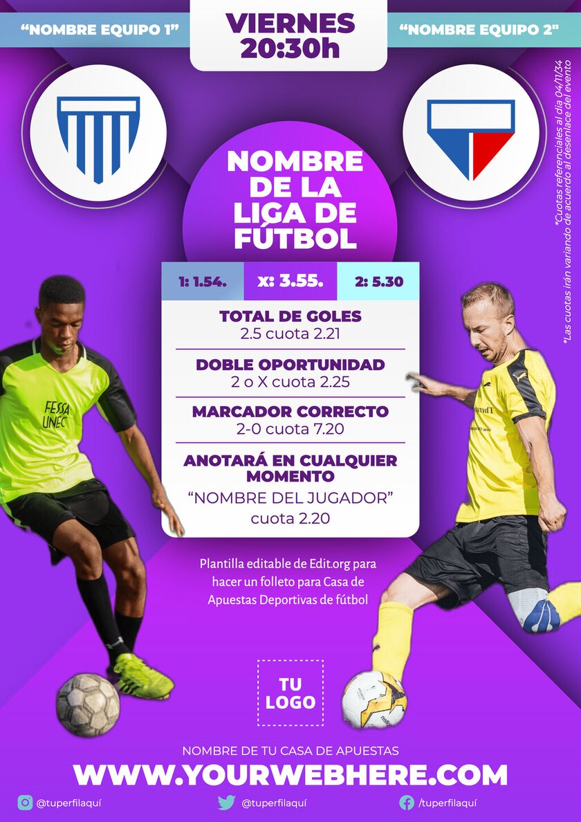 Crea un poster para anunciar resultados de apuestas de futbol