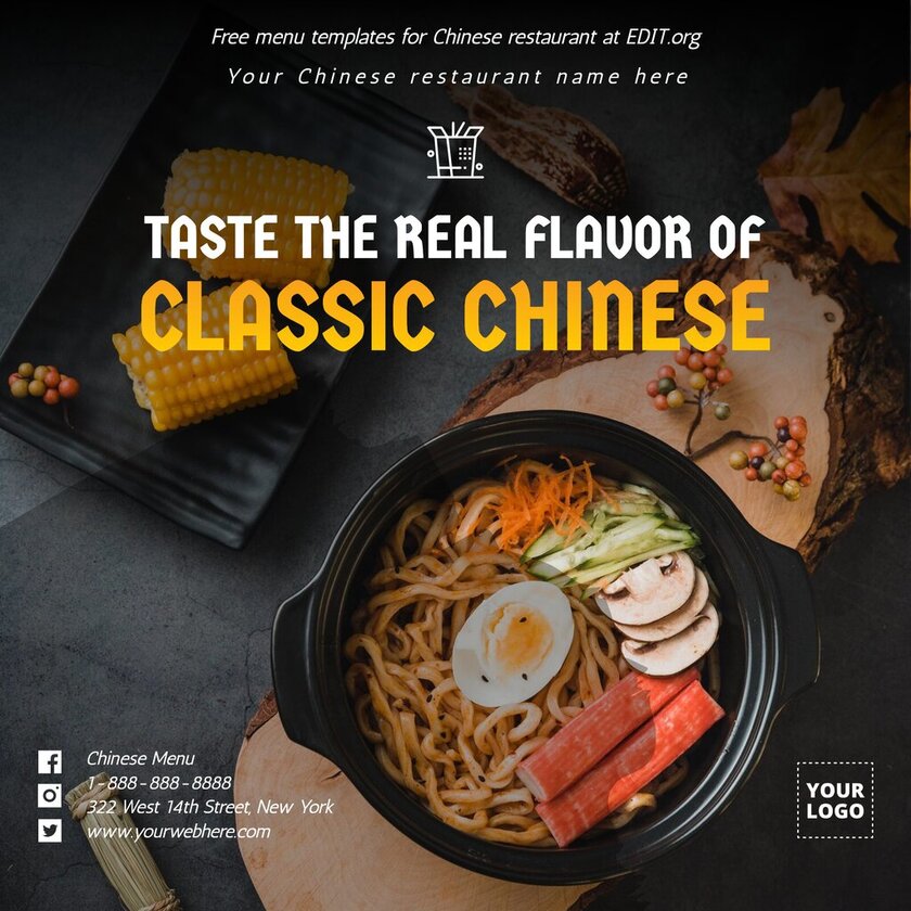 Editable Chinese restaurant poster design