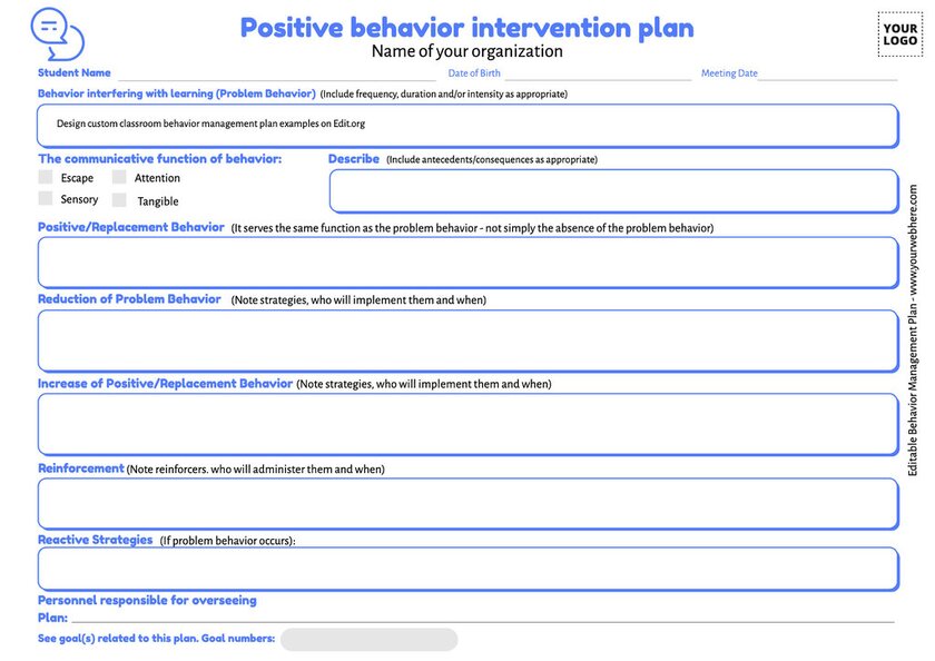 Customizable behavior management plan in the classroom
