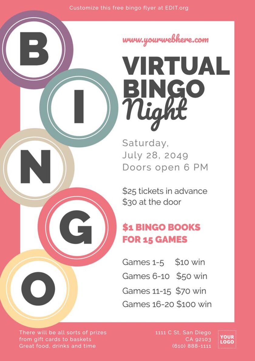 Create a bingo night flyer or poster online With Bingo Night Flyer Template