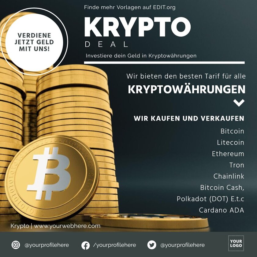 Vorlagen für Kryptowährungen kostenlos online bearbeiten