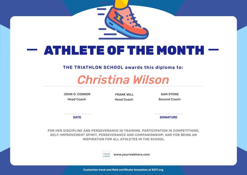 Free track and field certificate template