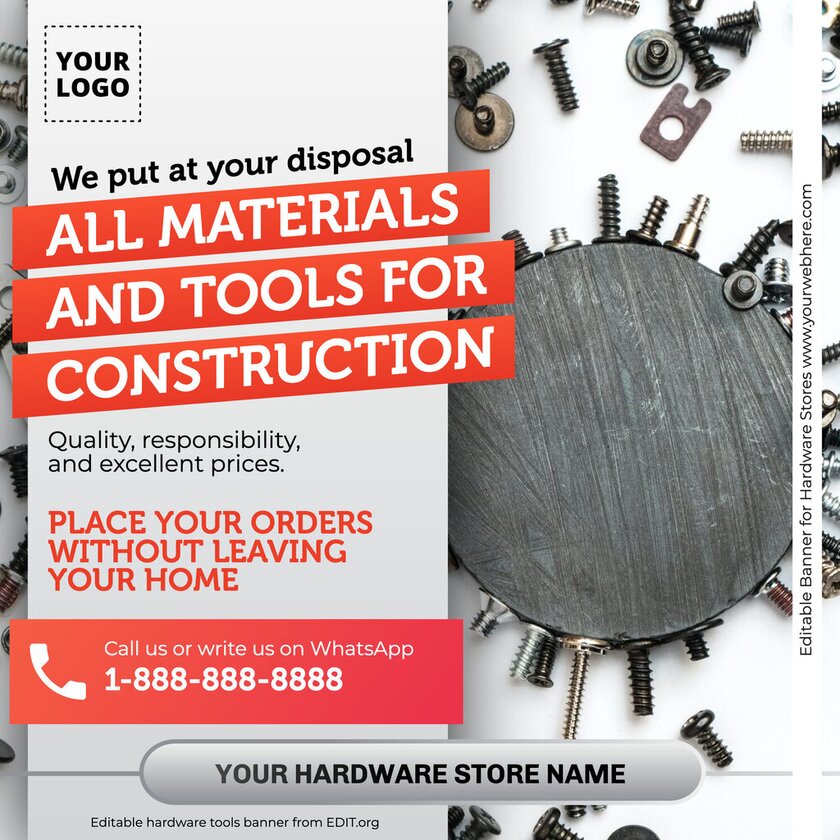Customizable Hardware Store tools ad templates