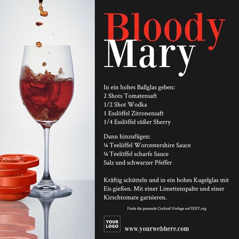 Bloody Mary Cocktail Vorlage