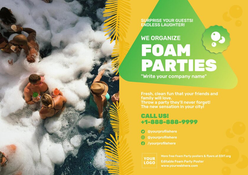 Free editable Foam Party templates for posters