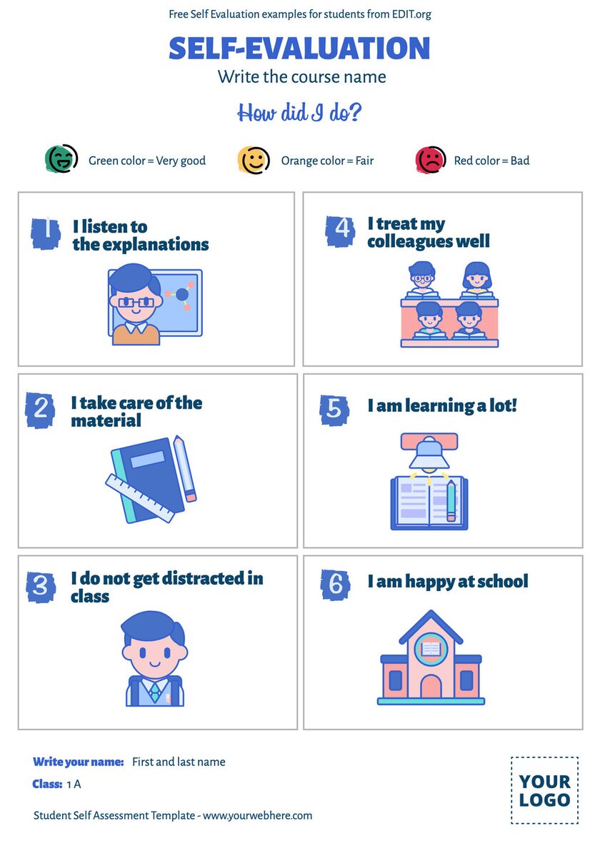 Printable self analysis examples for students