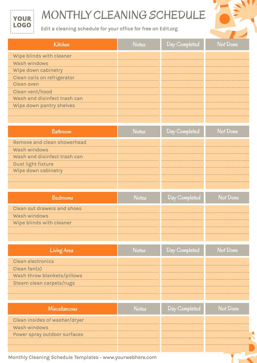 Printable weekly house cleaning checklist