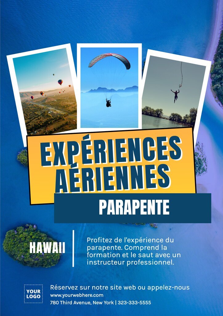 Affiche Expériences Aériennes Parapente à Hawaii