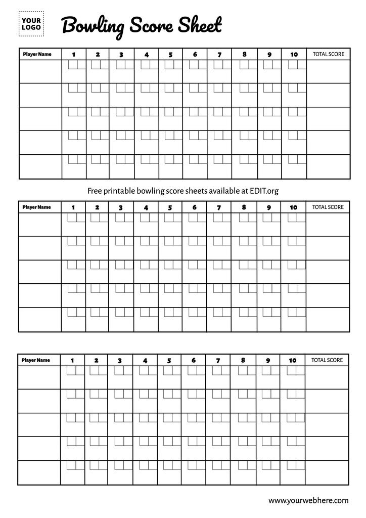 Printable bowling scorecard template