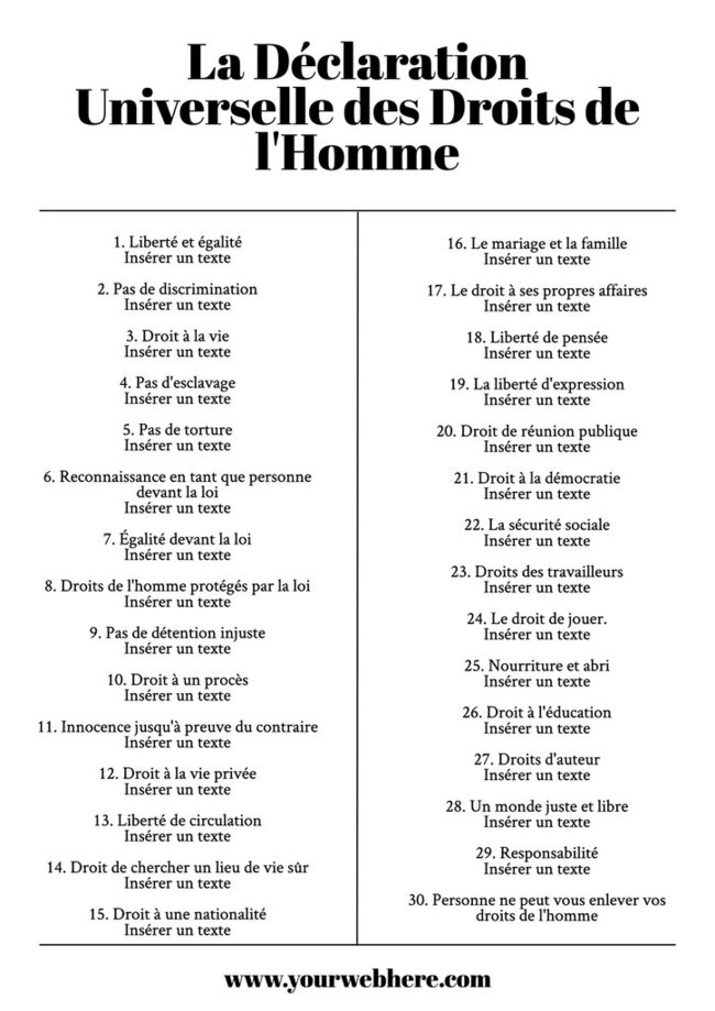 Personnalisez Des Affiches Sur Les Droits De Lhomme