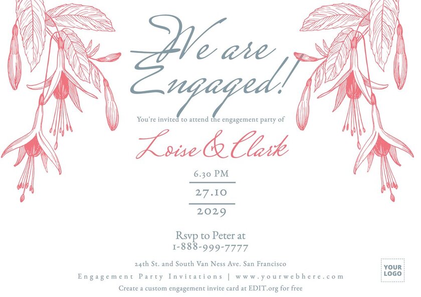 Free personalized engagement party invitations
