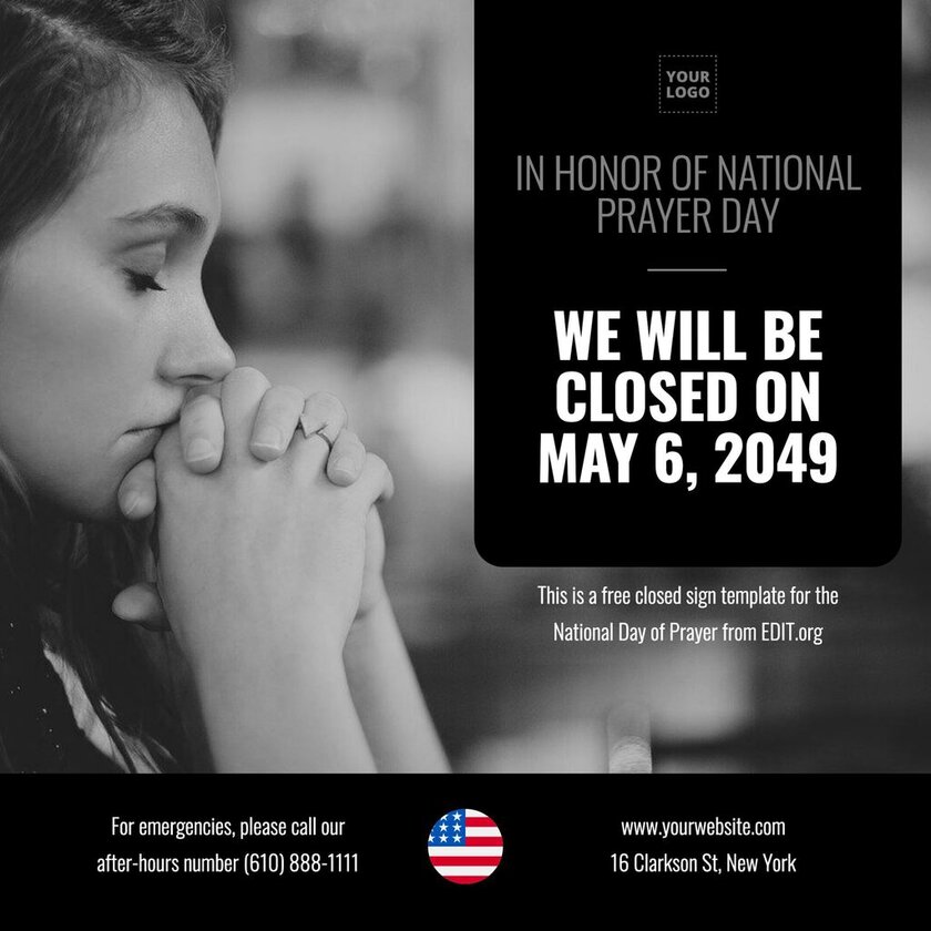 USA National Day of Prayer template to customize