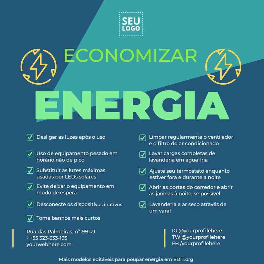 Baixe cartazes de economia de energia para imprimir