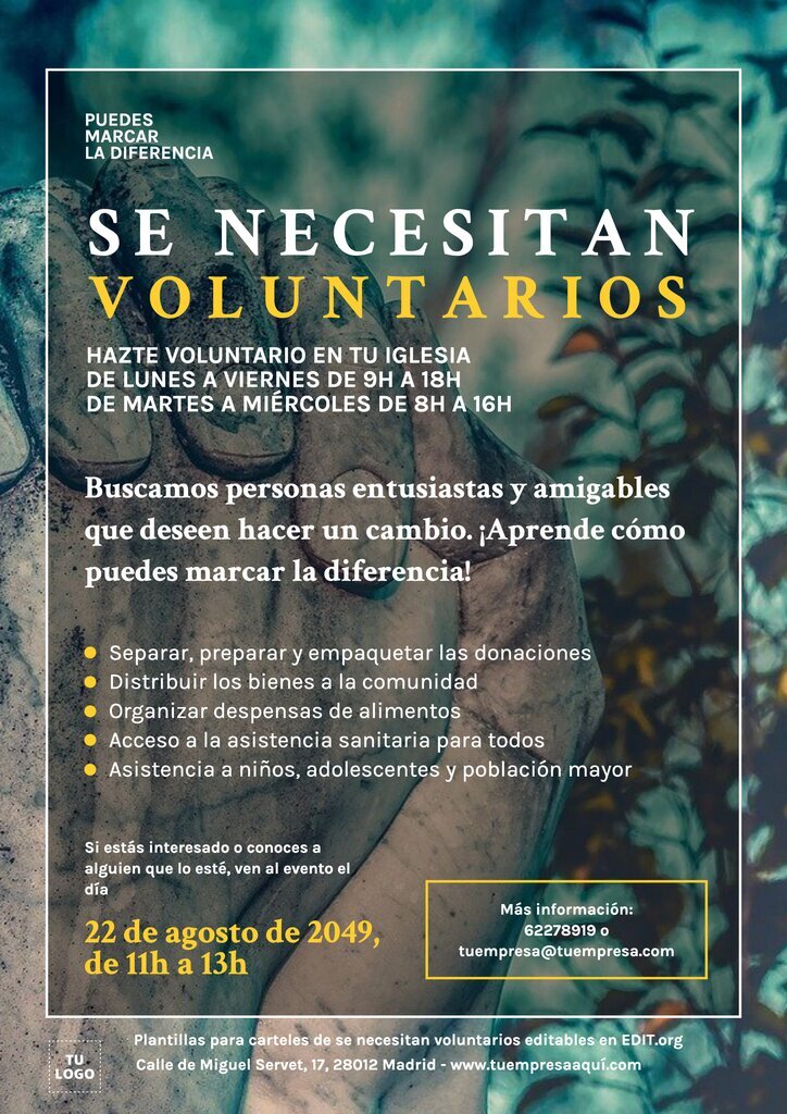 Plantillas gratis para carteles de se necesitan voluntarios