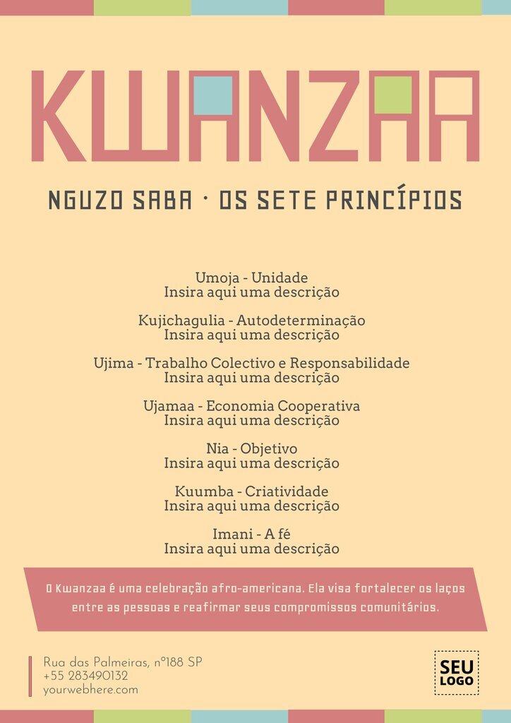 Cartazes e panfletos de Kwanzaa editáveis online