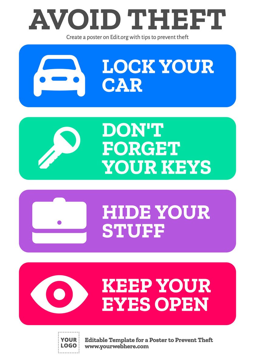 Poster on how to protect your vehicle from theft