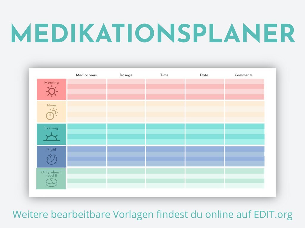 Bearbeitbare Vorlagen Zum Erstellen Von Medikamententrackern