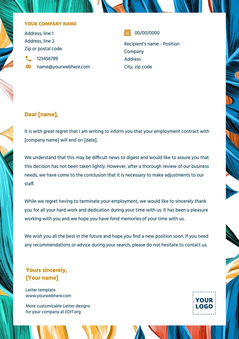 Printable business letter template word