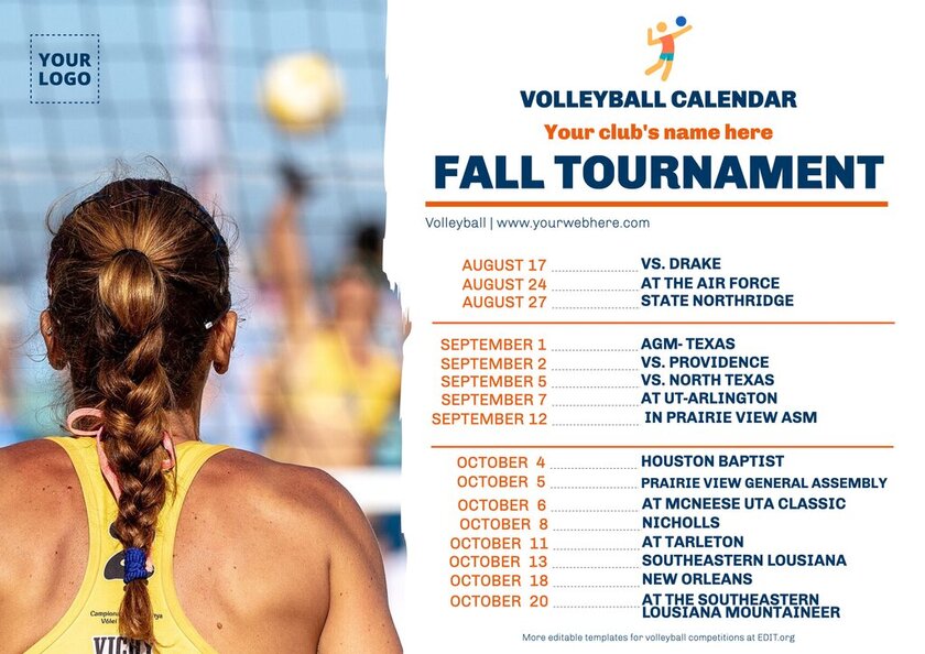 Beach volleyball poster with schedules