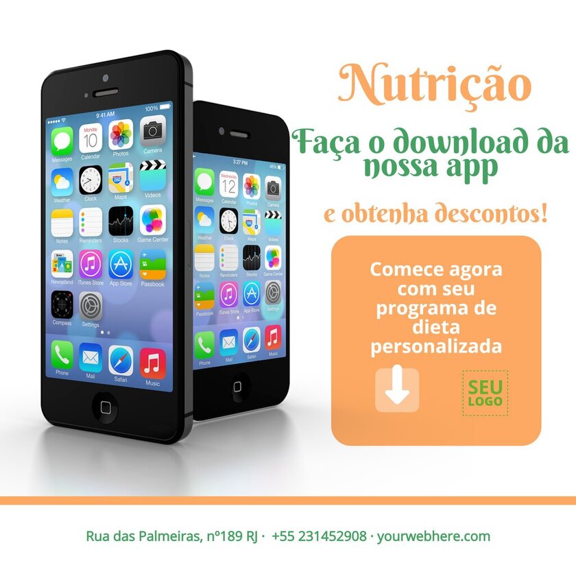 Banner on-line para promover aplicações de nutrição