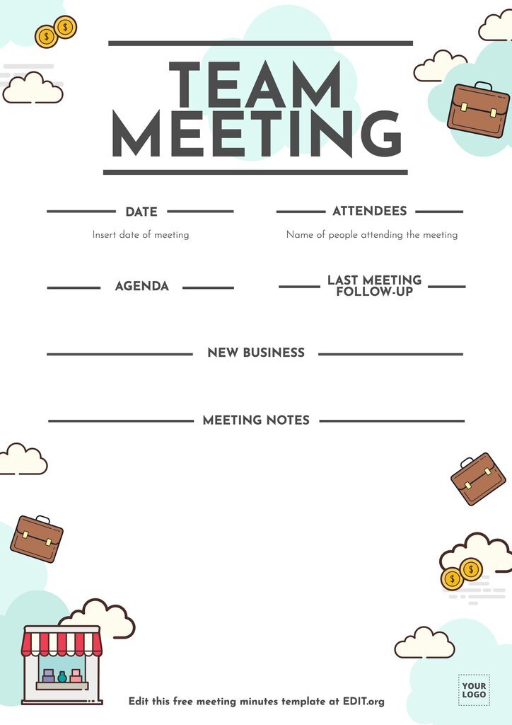 Cool ontworpen vergaderingsnotulen sjabloon om gratis online te bewerken