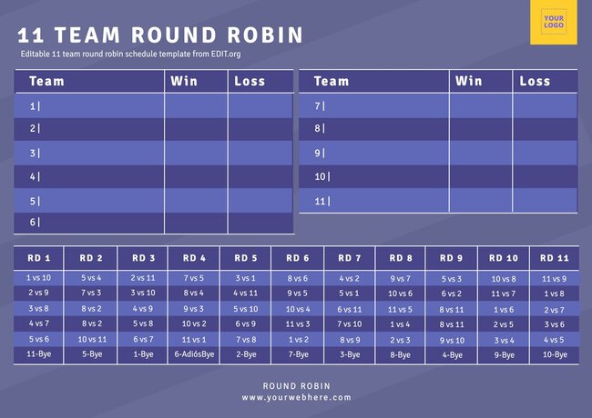 5 Team Round Robin Schedule Template