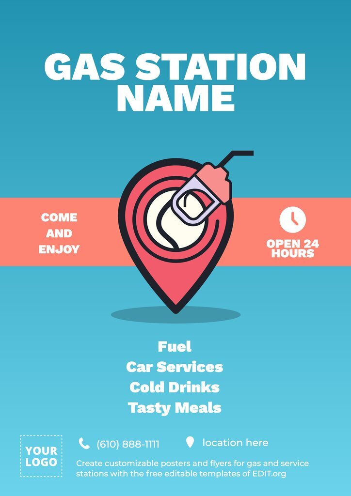 Customizable gas station banner to edit online