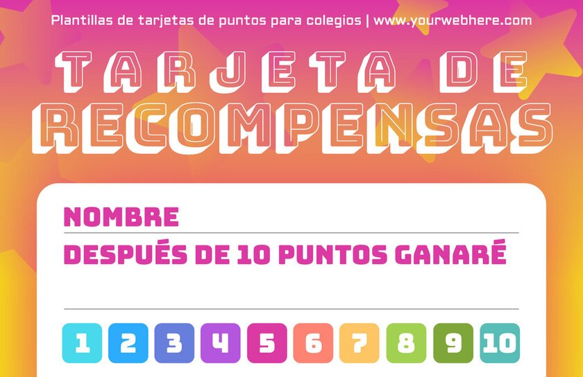 Tarjeta de recompensas editable online para colegios