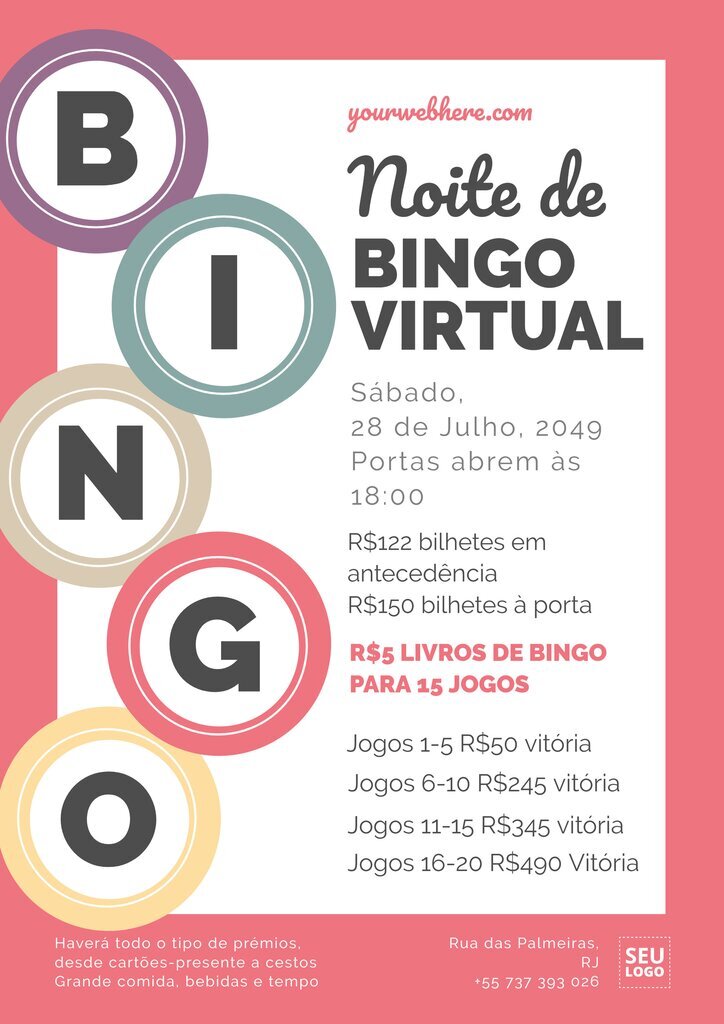 Editar um cartaz ou panfleto para promover uma noite de Bingo online