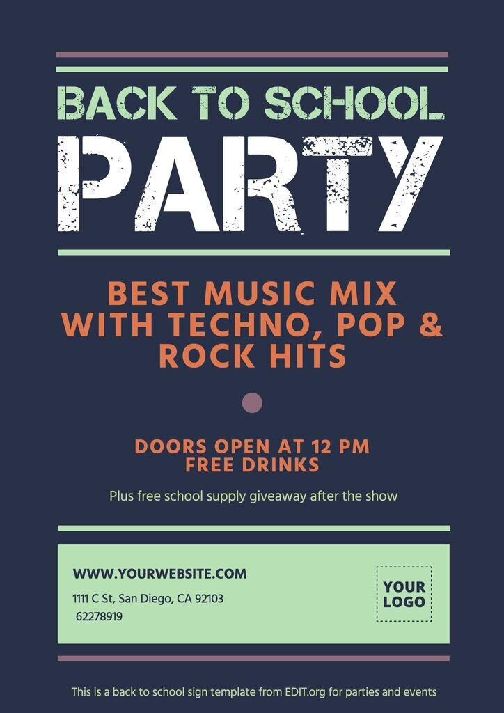 Bearbeitbares Poster für 'Back to School'-Partys und -Veranstaltungen