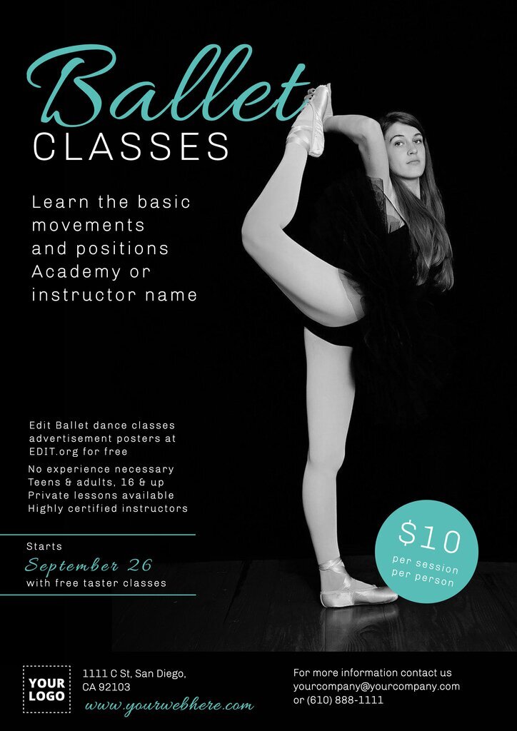 Ballet classes editable templates to customize online