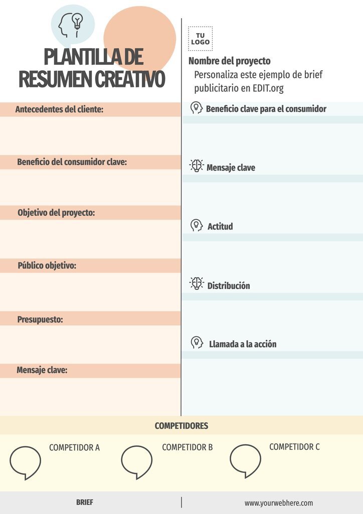 Ejemplo brief publicitario personalizable online