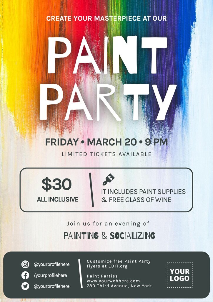 Editable paint night fundraiser flyer template