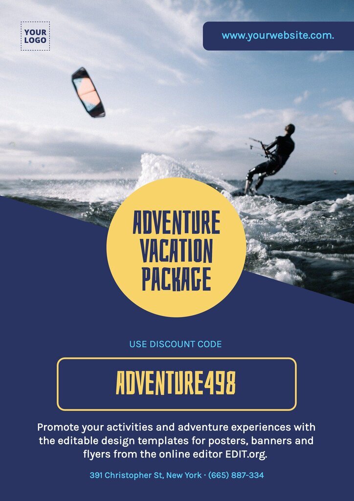 Editable poster to customize online and promote adventure experiences