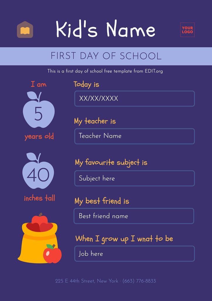 Free first day of school template