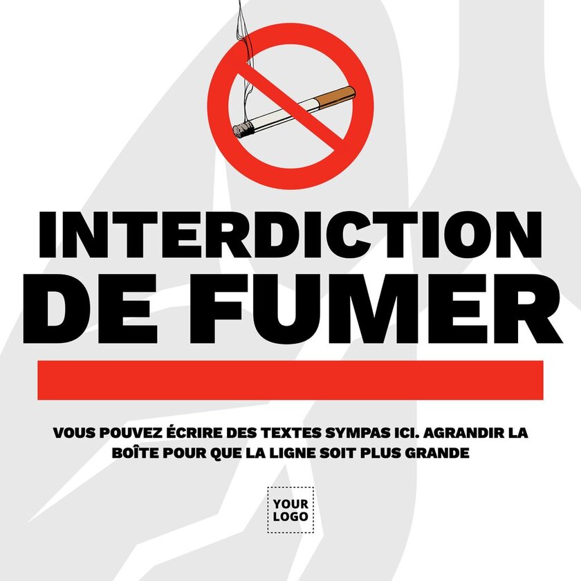 modèle d'affiche interdiction de fumer avec du texte éditable
