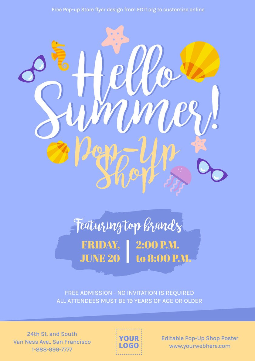 Free printable Pop Up store template for summer