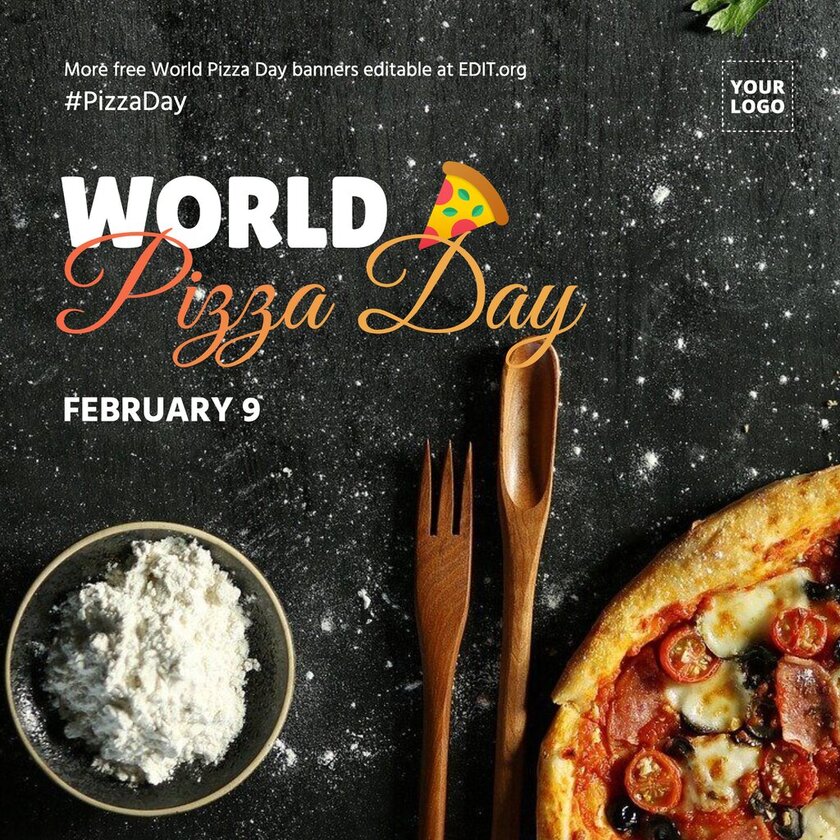 Editable designs for World Pizza Day deals