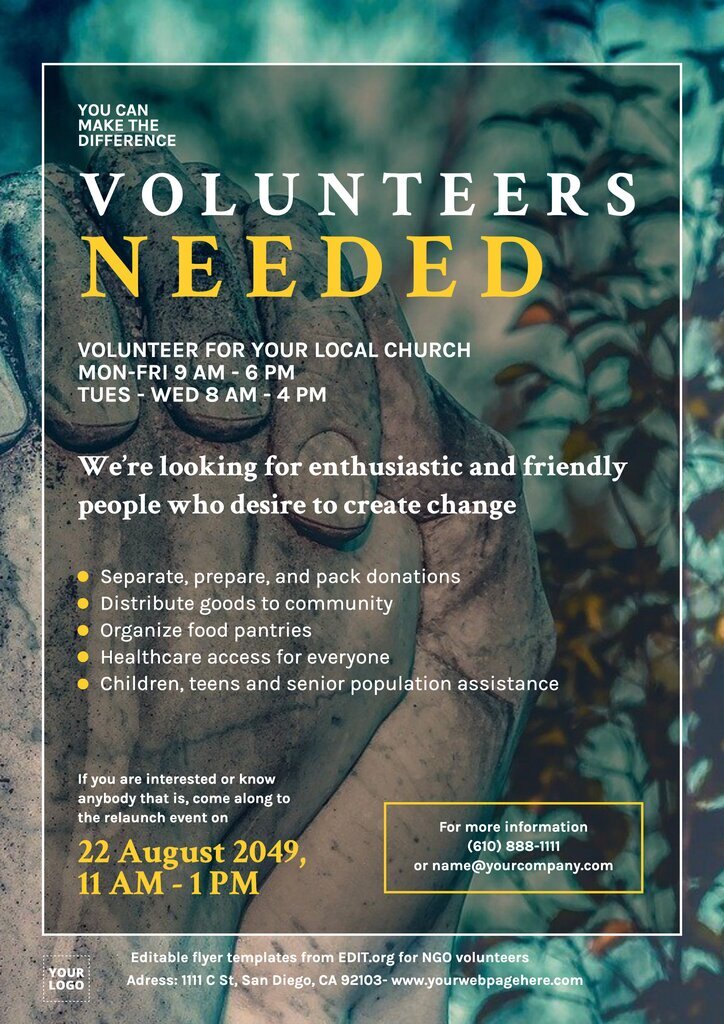 Editable poster templates for volunteers needed
