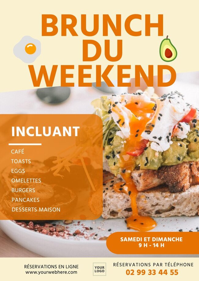 Modèles de menus de petitdéjeuner et de brunch modifiables