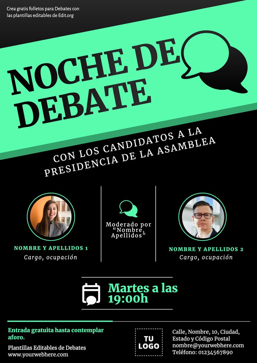 Folleto para anunciar un Debate editable online