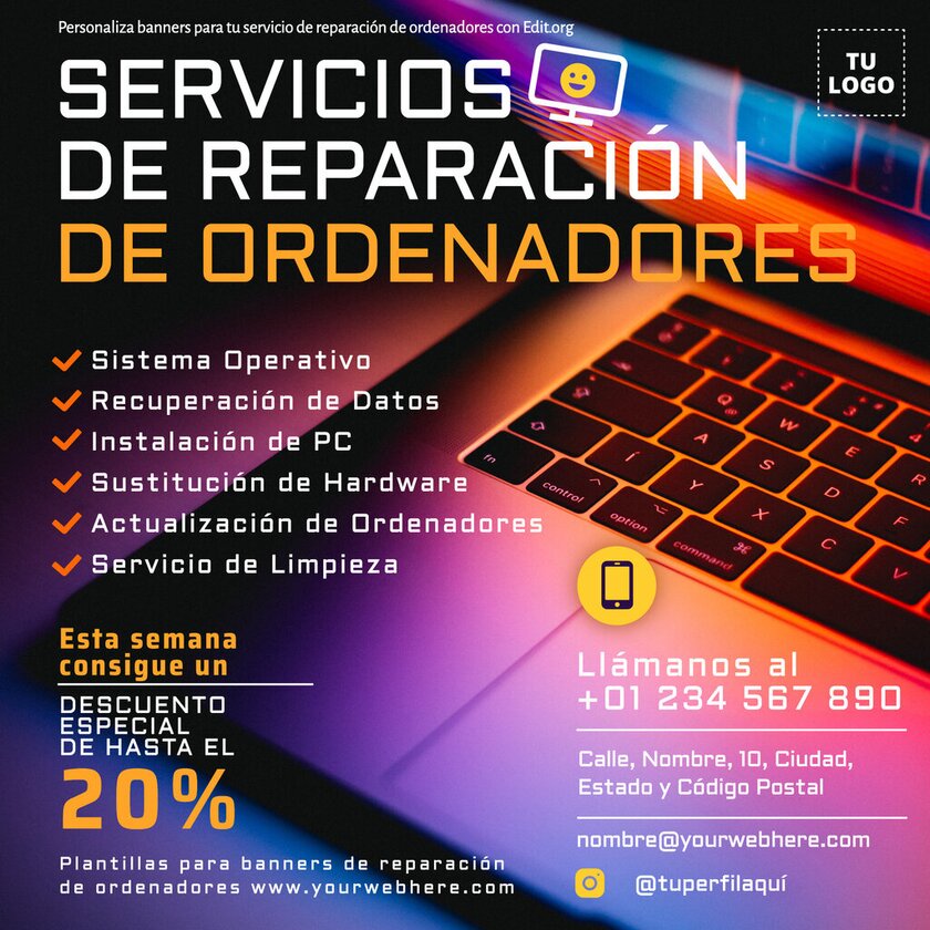 Anuncios de reparación de computador para editar online